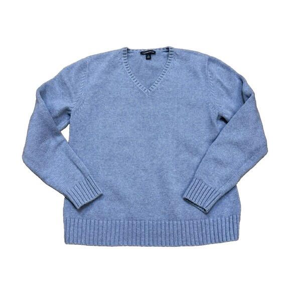 Lands' End Sweaters - Lands End Women's Sweater M 10-12 Country Blue V-Neck 100% Cotton Knit Pullover